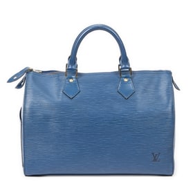 LOUIS VUITTON SPEEDY 30 BLUE CALF LEATHER HANDBAG