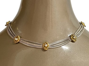 STERLING & PEARL MULTI STRAND NECKLACE 36.21G