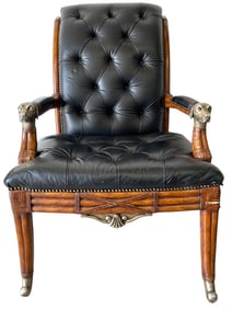 LEATHER-TUFTED DOG HEAD ARMCHAIR 40"