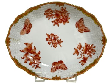 HEREND FORTUNA OVAL SHAPED BOWL 8.5"