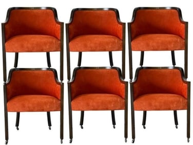 SET OF 6 UPHOLSTERED TUB DINING CHAIRS