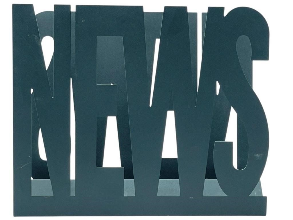 METAL FONT NEWS MAGAZINE RACK 14": AFL FRANCE G. GATEAU METAL FONT NEWS MAGAZINE RACK PERIODICAL HOLDER -11" X 14" APPROX -GOOD PRE OWNED CONDITION, LIGHT WEAR , SURFACE SCRATCH, SEE PHOTOS