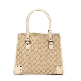GUCCI STUDDED TOTE CANVAS HANDBAG