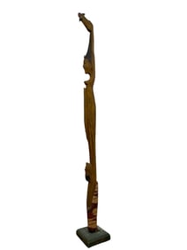 VINTAGE CARVED WOOD BALINESE FERTILITY STATUE 58"
