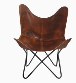 SLING BUTTERFLY BROWN LEATHER ACCENT CHAIR