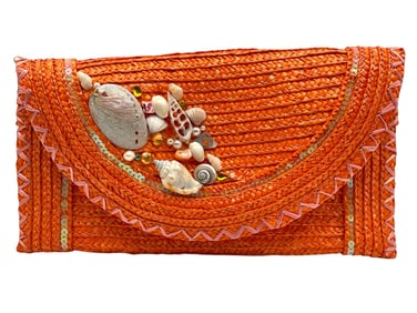 CAPPELLI STRAWORLD INC. ORANGE CLUTCH PURSE 11"