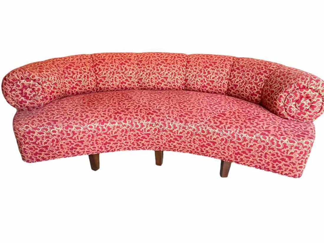 1940'S STYLE UPHOLSTERED CIRCULAR DEMI LUNE SOFA (1 of 7)