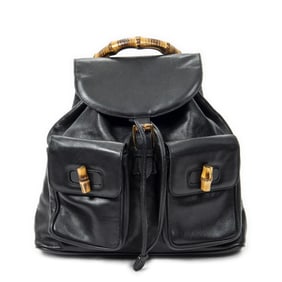 GUCCI LARGE BAMBOO CALF LEATHER BACKPACK