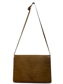 BONWIT TELLER BROWN LEATHER CROSSBODY BAG 13"