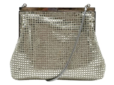 VINTAGE SILVER MESH EVENING BAG W/ CHAIN STRAP