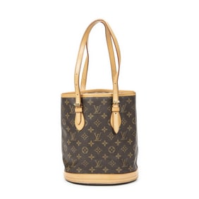 LOUIS VUITTON BUCKET PM COATED CANVAS SHOULDER BAG