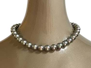 MAJORICA BLACK PEARL NECKLACE 8"
