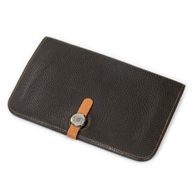 HERMES BICOLOR DOGON DUO CALF LEATHER WALLET