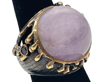 STERLING SILVER AND ROSE QUARTZ RING SZ 7