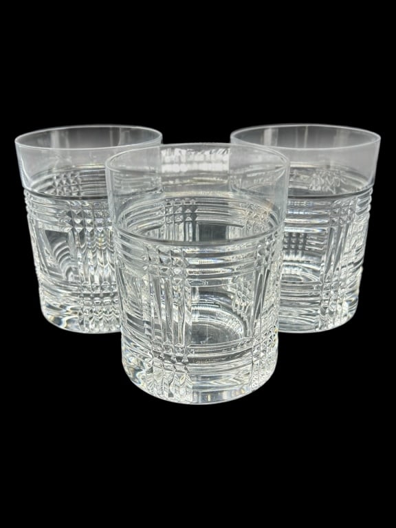 Set of 3 Ralph Lauren Glen Plaid Cut Crystal Tumb (1 of 4)