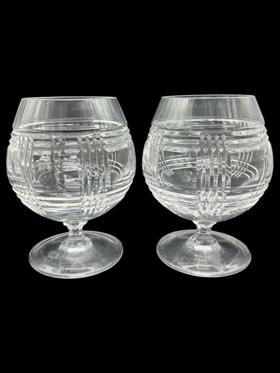 Set of 3 Ralph Lauren Glen Plaid Cut Crystal Tumb: Set of 3 Ralph Lauren Glen Plaid Cut Crystal Snifters Set of 3 Ralph Lauren Glen Plaid Cut Crystal Tumbler