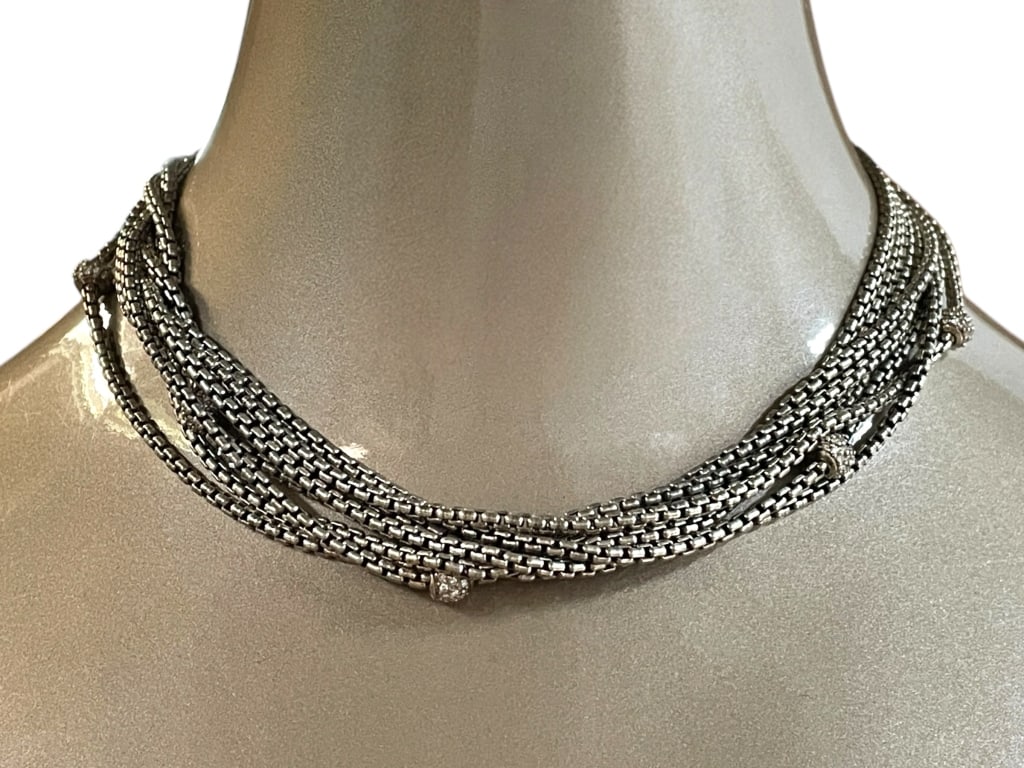 DAVID YURMAN 18K GOLD & STERLING DIAMOND NECKLACE (1 of 5)