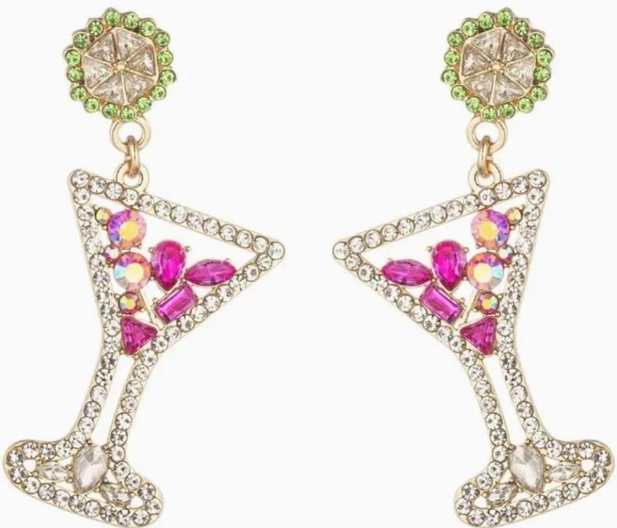 NEW! EYECANDY 18KGP MARTINI CZ DROP EARRINGS (1 of 3)