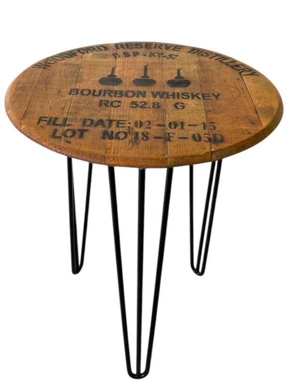 RECLAIMED WOOD BOURBON BARREL SIDE TABLE (1 of 5)