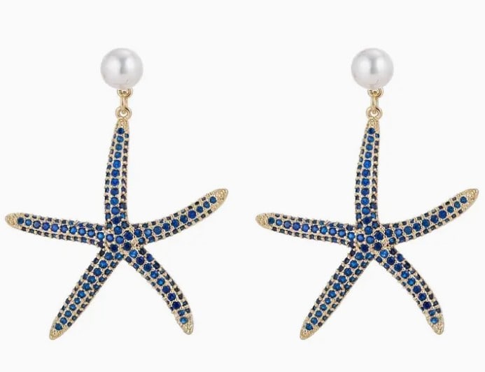 NIB! EYECANDY BLUE STARFISH DROP EARRINGS (1 of 2)