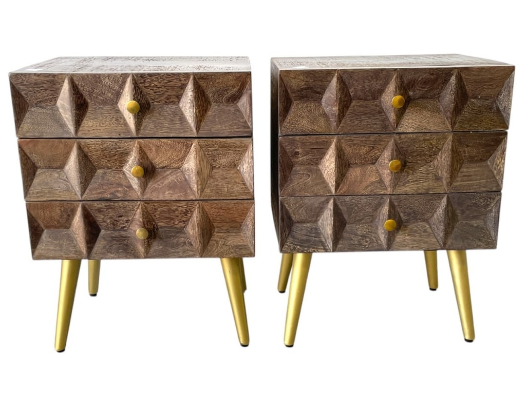 PAIR OF MID MOD STYLE 3 DRAWER CABINETS 24" (1 of 6)