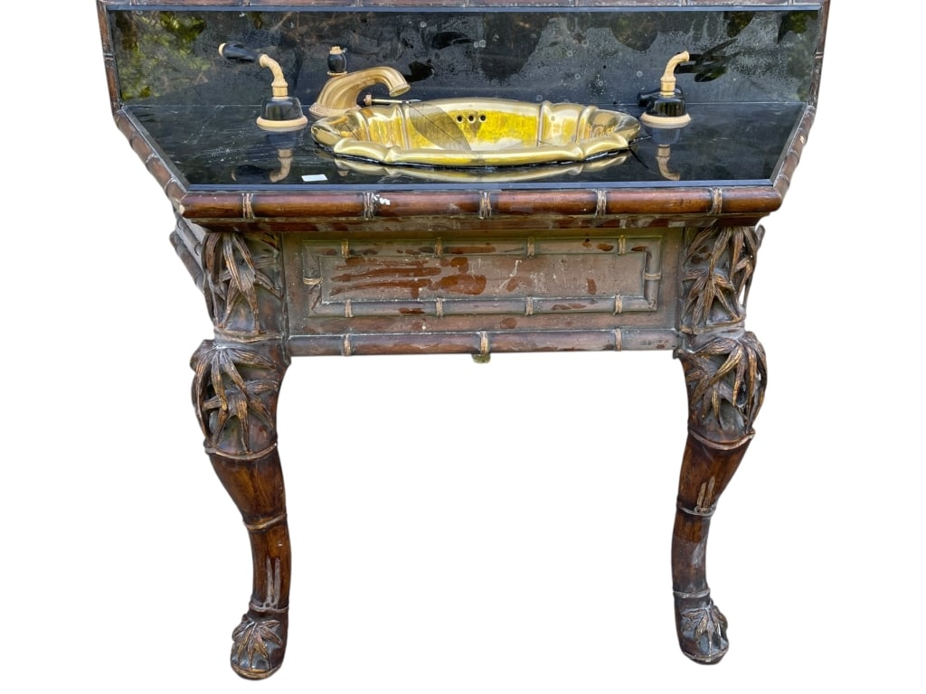 SHERLE WAGNER SINK AND FIXTURE BAMBOO STYLE VANITY (1 of 6)