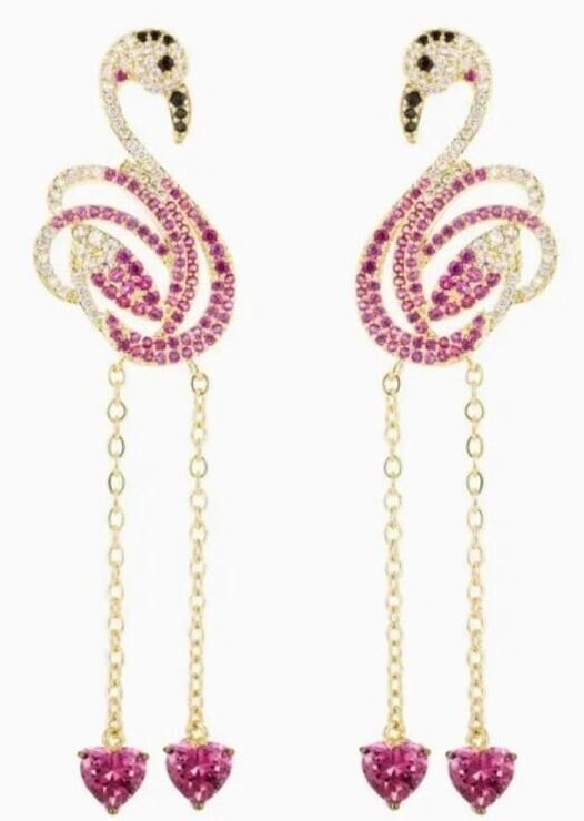 NIB EYE CANDY LA PINK FLAMINGO 18K GP EARRINGS (1 of 3)