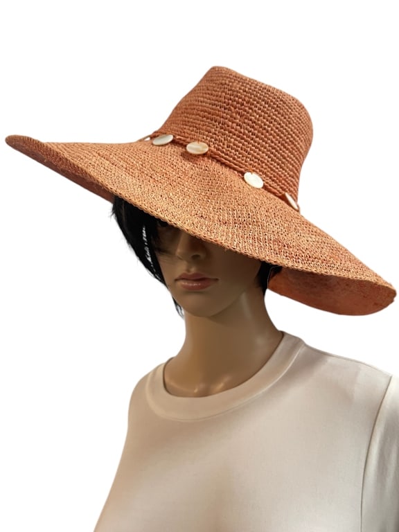 FLORA BELLA ORANGE WIDE BRIM SUN HAT (1 of 5)
