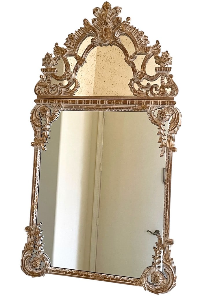 LARGE FRENCH BAROQUE STYLE  WOOD CARVED MIRROR 58" (1 of 7)