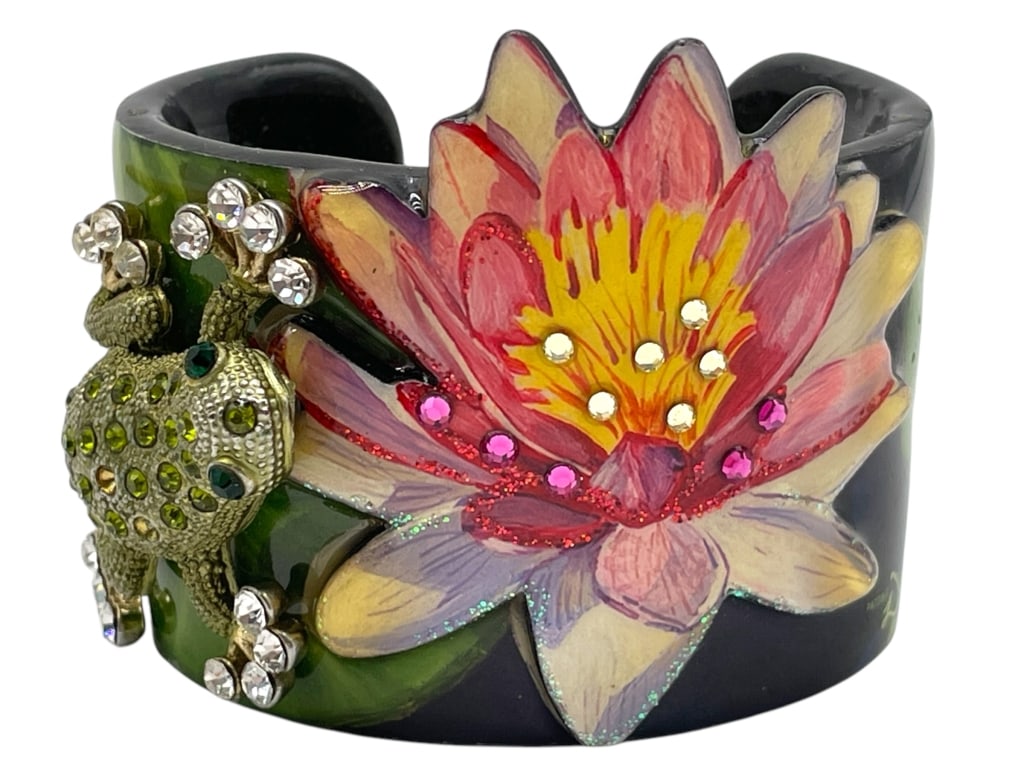 DEBBIE BROOKS CUFF W/ LILY & SWAROVSKI CRYSTALS (1 of 5)