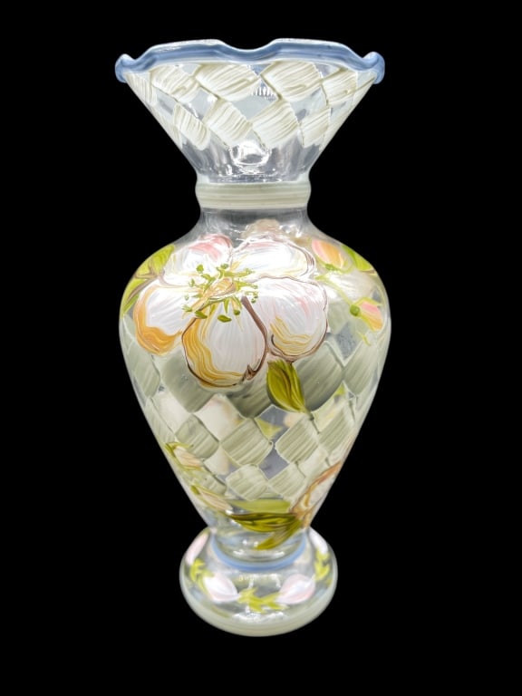 TRACY PORTER HAND-PAINTED GLASS VASE 6.5?? TALL (1 of 5)