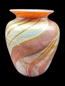 MULTICOLOR ART GLASS GLASS VASE 6"