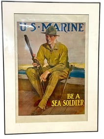 U. S. MARINES BE A SEA SOLDIER  WW1 POSTER 47.5"