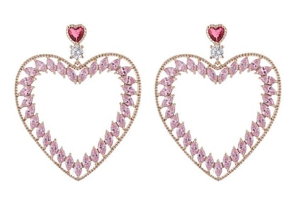 NEW! EYECANDY HEART AMOUR CRYSTAL DROP EARRING
