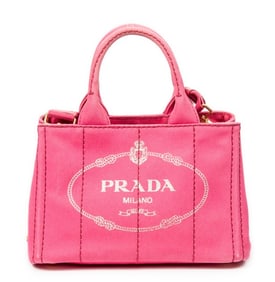 PRADA PINK CANVAS CANAPA TOTE HANDBAG