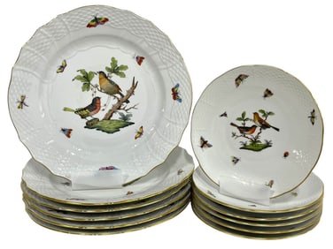 12 HEREND ROTHSCHILD DINNER AND SALAD PLATES