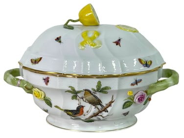 HEREND ROTHSCHILD BIRD TUREEN LEMON FINIAL 12"