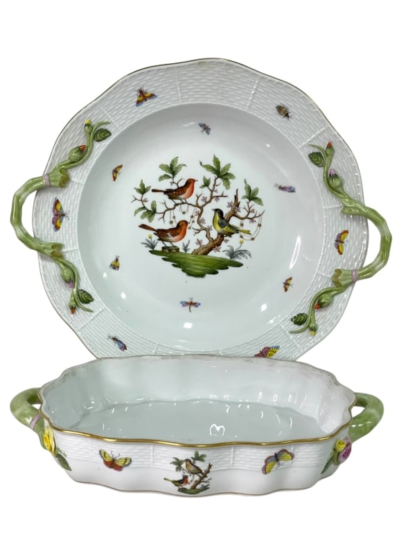 PAIR OF HEREND ROTHSCHILD BIRD SERVING PIECES 16" (1 of 9)