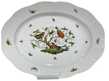 HEREND ROTHSCHILD BIRD OVAL SERVING PLATTER 18"
