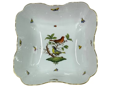 HEREND ROTHSCHILD BIRD SQUARE SERVING BOWL 10"
