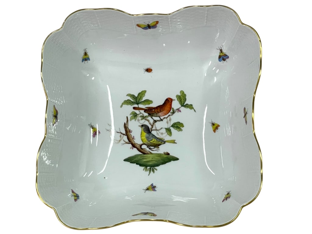 HEREND ROTHSCHILD BIRD SQUARE SERVING BOWL 10" (1 of 8)