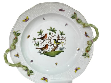 HEREND ROTHSCHILD BIRD HANDLED PLATTER 15"
