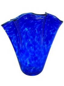 COBALT BLUE RUFFLED EDGE HANDKERCHIEF VASE 10.5"