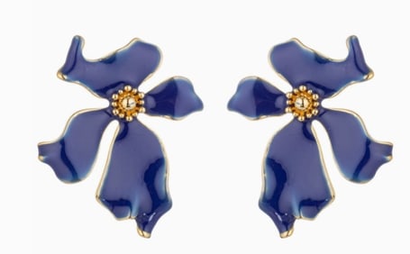 NEW! EYECANDY OLIVIA BLUE FLOWER EARRING