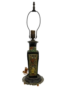 VINTAGE CHINESE FAMILLE NOIR LAMP 22"