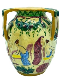 VINTAGE ITALIAN 3-HANDLE VASE 8"