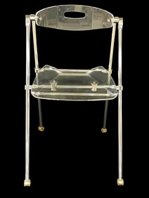 MID MOD LUCITE & CHROME "PLIA" STYLE FOLDING CHAIR