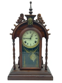 VINTAGE WOODEN SHELF CLOCK 23"