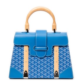 GOYARD SAIGON MM BLUE COATED CANVAS HANDBAG