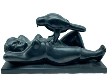 AFTER FERNANDO BOTERO LEDA & BIRD BRONZE  14"